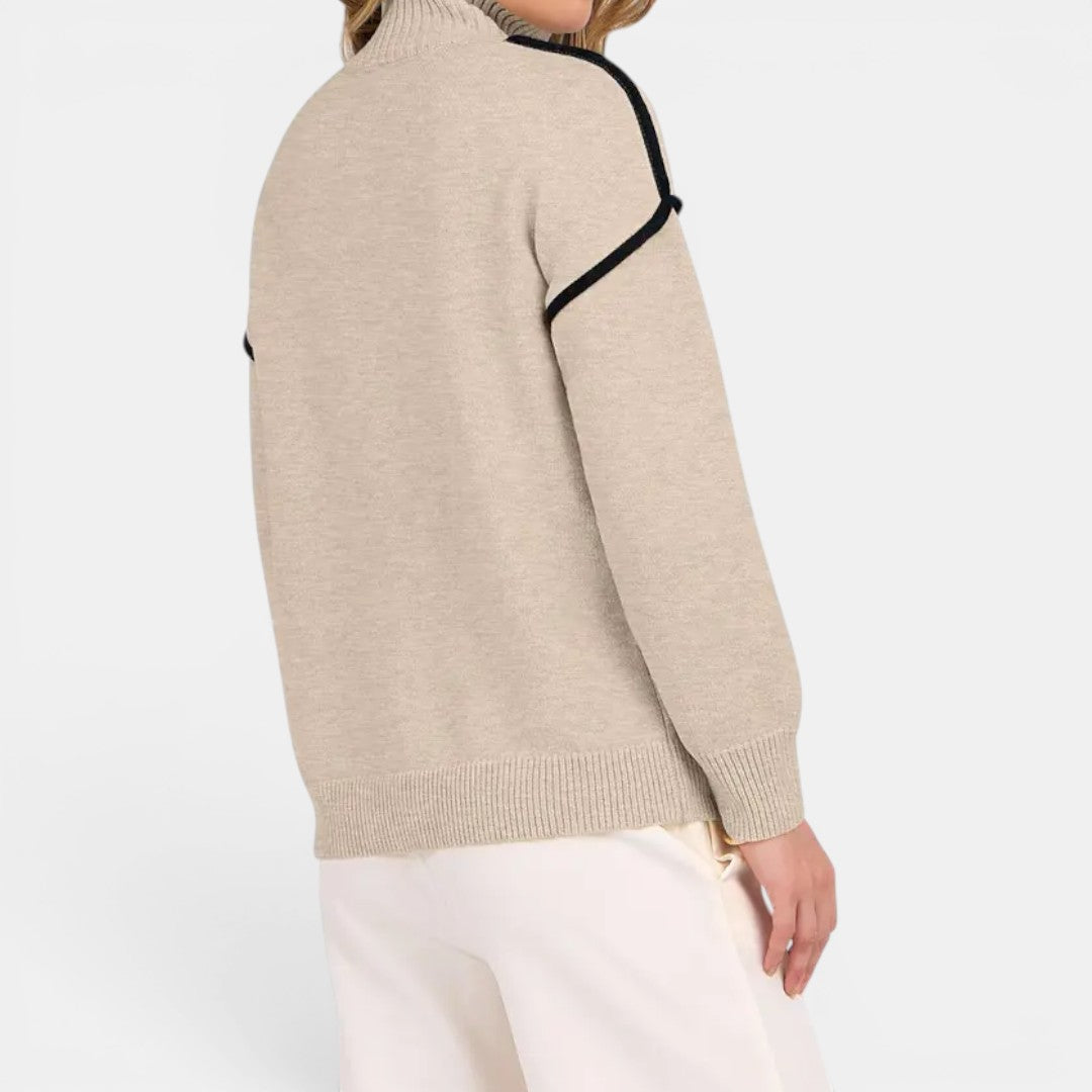 ZIBBY™ – Color-Block Quarter Zip Pullover Sweater