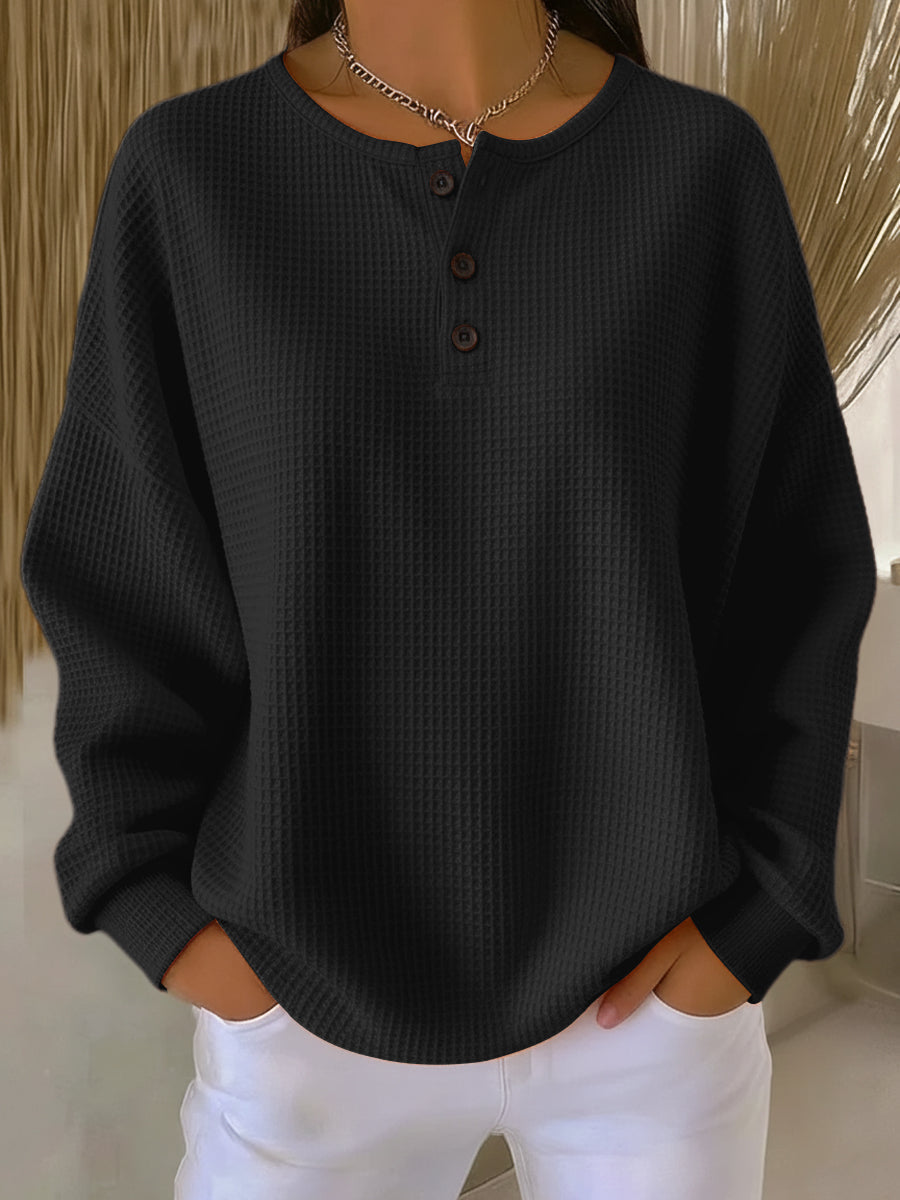 Clara | Cozy Waffle Knit Henley