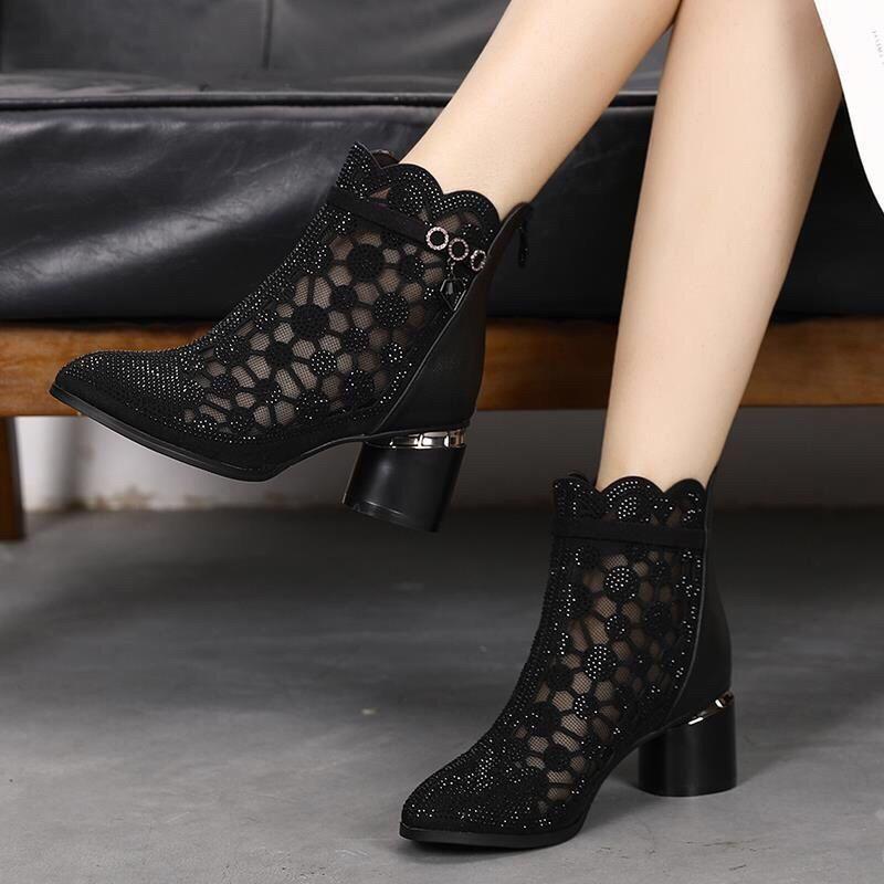 Valeria Elegant Cut-Out Lace Heel Boots