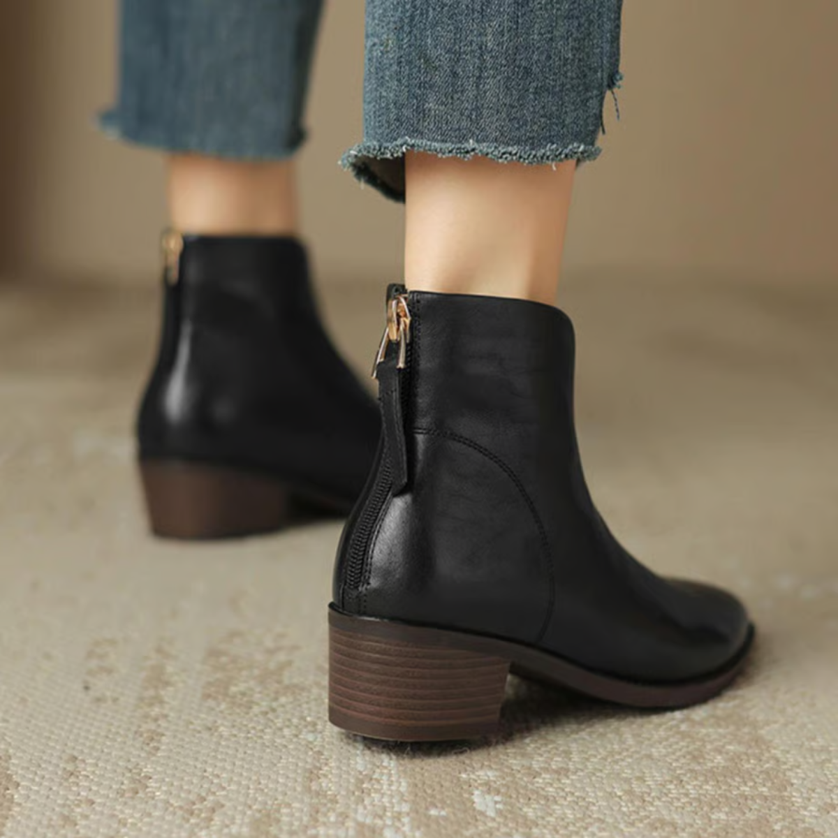 ZAFIRA™ | Low-Heel Premium Leather Booties
