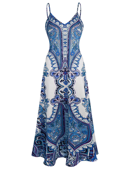 Skye – Boho Floral Print Sleeveless Dress
