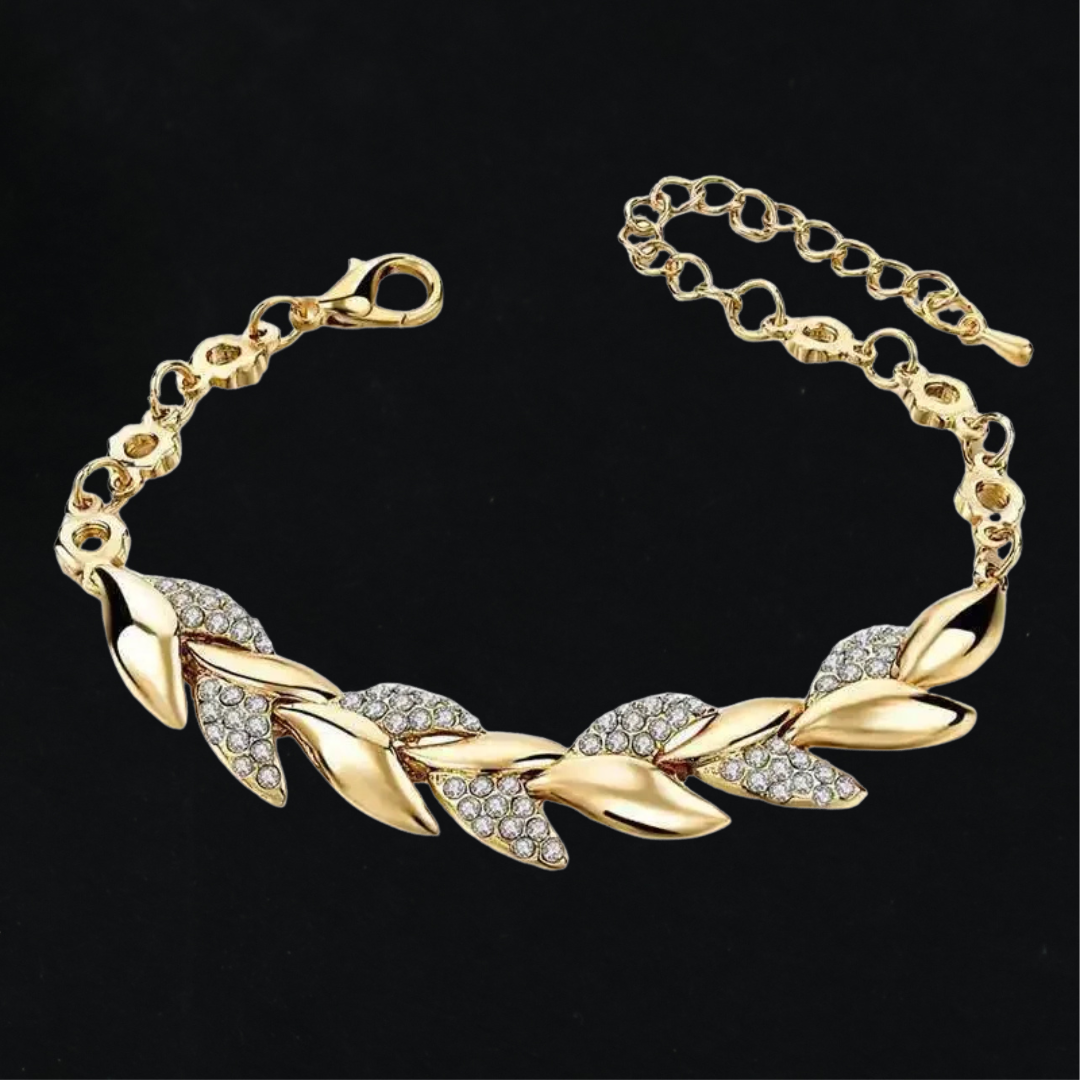 Elara™ | Crystal Leaf Charm Bracelet
