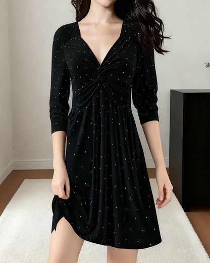 Averie Polka Dot V-Neck Dress