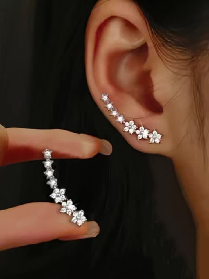 Floral Ear Climber Earrings