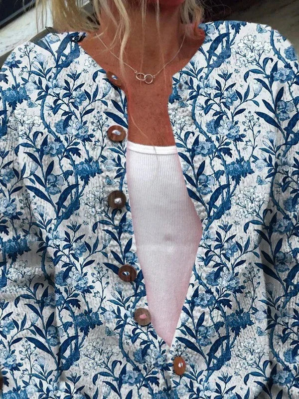 Tiverly™ | Vintage Floral Button-Front Cardigan.