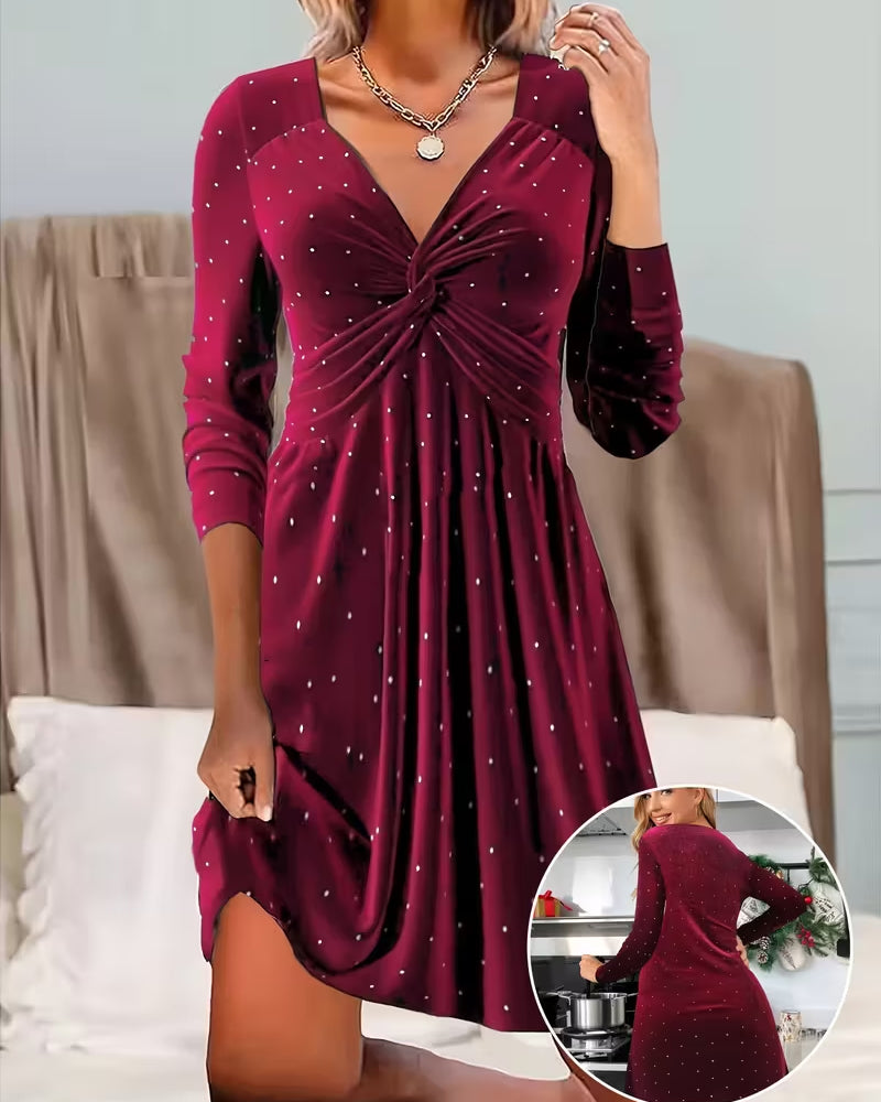 Averie Polka Dot V-Neck Dress