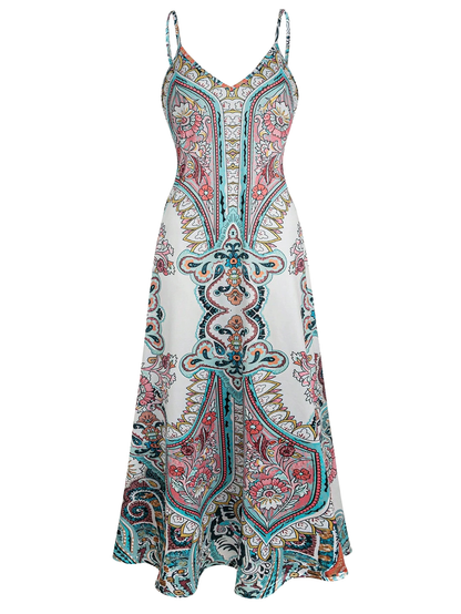 Skye – Boho Floral Print Sleeveless Dress