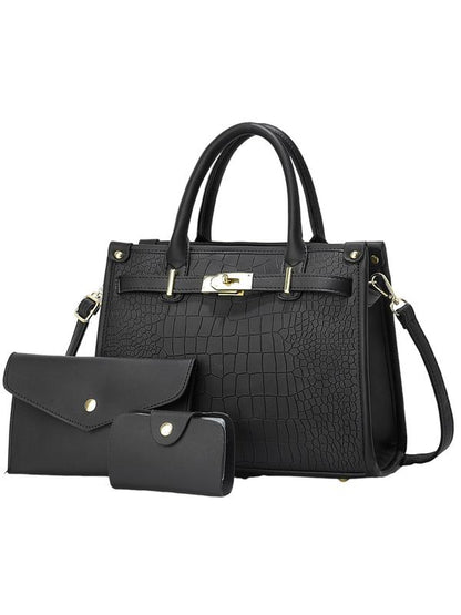 Nadine – Crocodile Embossed Large Capacity Crossbody Handbag Set