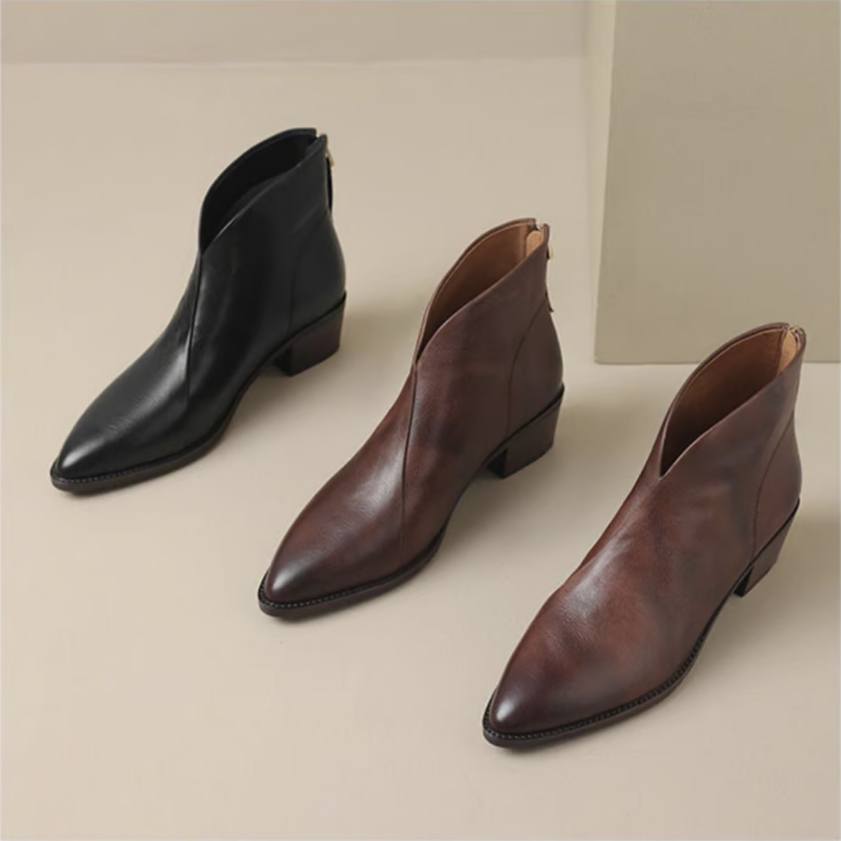 ZAFIRA™ | Low-Heel Premium Leather Booties
