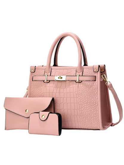 Nadine – Crocodile Embossed Large Capacity Crossbody Handbag Set