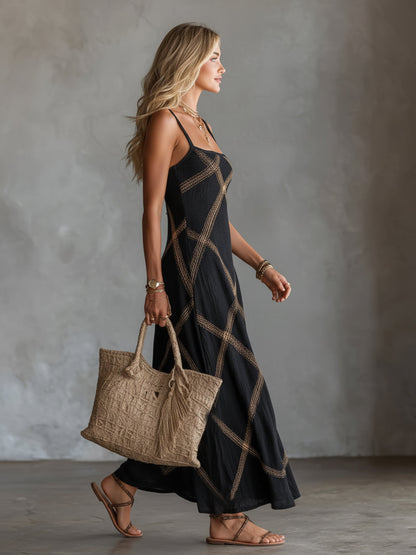 Francesca | Geometric Sleeveless Maxi Dress