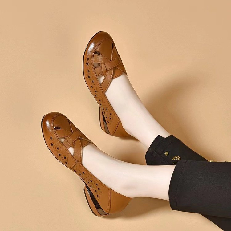 Cut-Out Leather Slip-On