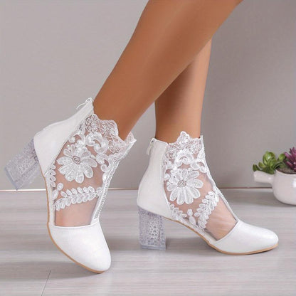 Celestine Elegant Floral Lace Heel Boots