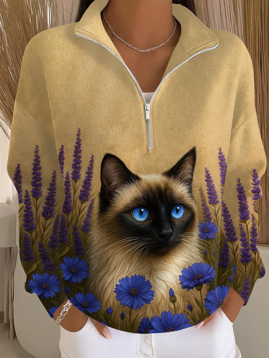 Luna™ Cozy Cat Art Print Sweatshirt