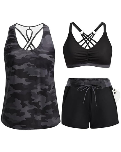 Maren | Three-Piece Tankini Bikini & Cover-Up Set