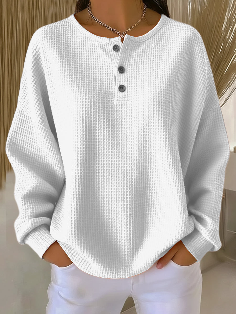 Clara | Cozy Waffle Knit Henley