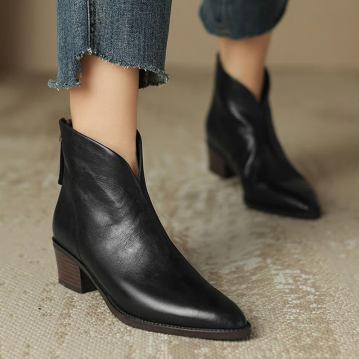 ZAFIRA™ | Low-Heel Premium Leather Booties