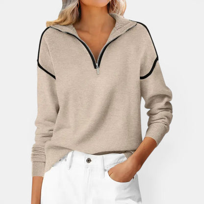 ZIBBY™ – Color-Block Quarter Zip Pullover Sweater
