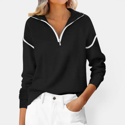 ZIBBY™ – Color-Block Quarter Zip Pullover Sweater