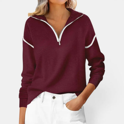 ZIBBY™ – Color-Block Quarter Zip Pullover Sweater