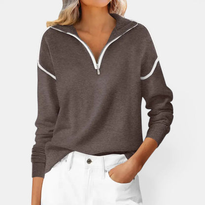 ZIBBY™ – Color-Block Quarter Zip Pullover Sweater