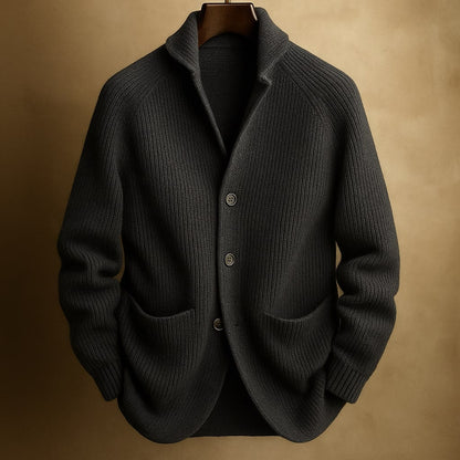 Rossi Wool Ribbed Cardigan