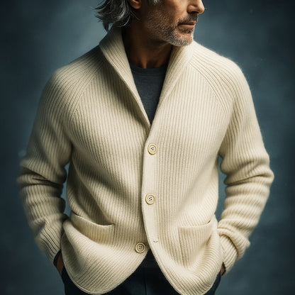 Rossi Wool Ribbed Cardigan
