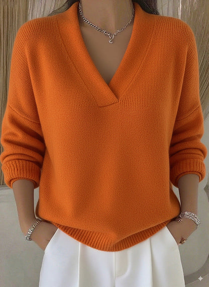 Clara | Soft Pink V-Neck Sweater in Relaxed Fit