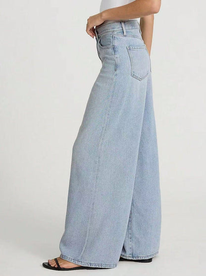 Women's Light Blue Straight Leg Jeans | Street Style Relaxed Fit
