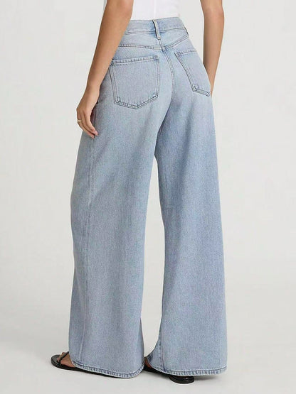 Women's Light Blue Straight Leg Jeans | Street Style Relaxed Fit