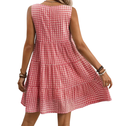 WYLA™ – Breezy Plaid Ruffled Sleeveless Dress