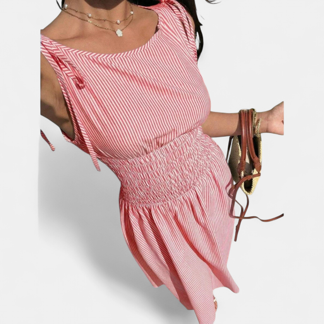 PERNETTE™ – Gingham Smocked Waist Midi Dress
