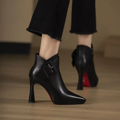 Elara | Sculpted Buckle Heel Boot