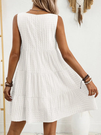 WYLA™ – Breezy Plaid Ruffled Sleeveless Dress