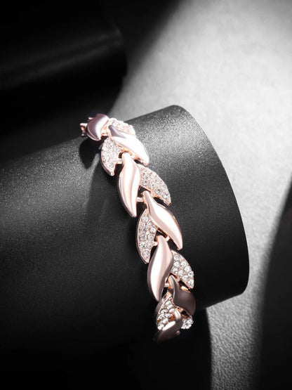 Elara™ | Crystal Leaf Charm Bracelet