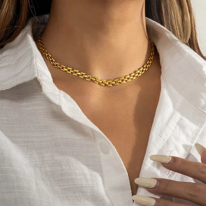 Gold Chain Link Necklace & Bracelet Set