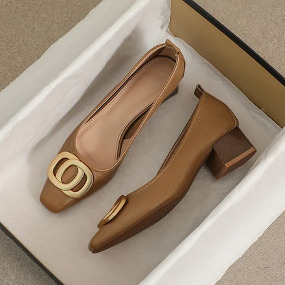 Opium Crest™ | Leather Block-Heel Pumps