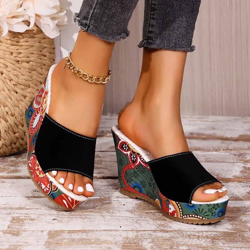 Nova Rossi Velvet Boho Wedge Sandals