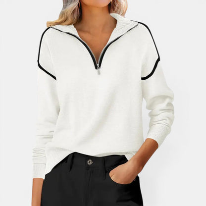 ZIBBY™ – Color-Block Quarter Zip Pullover Sweater