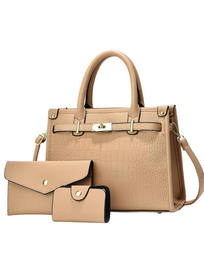 Nadine – Crocodile Embossed Large Capacity Crossbody Handbag Set