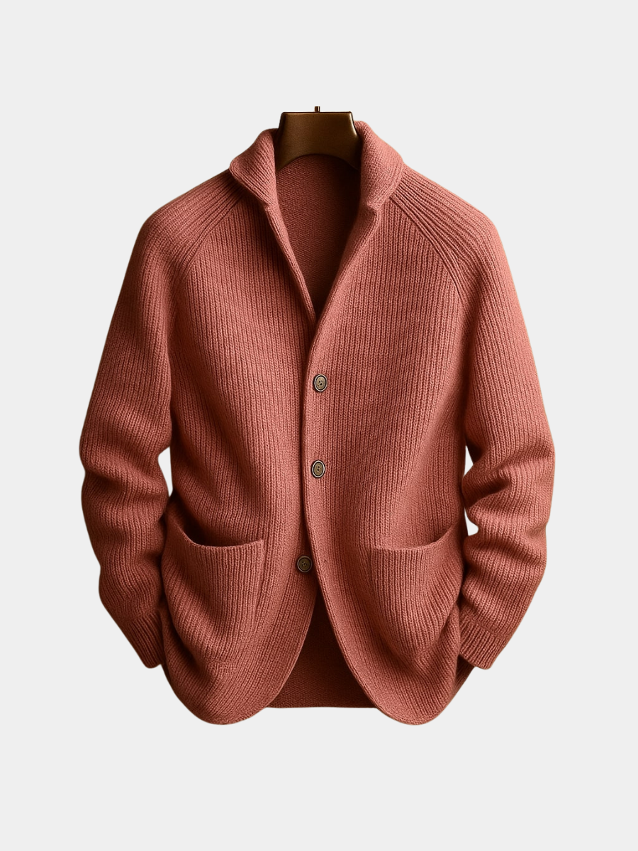 Rossi Wool Ribbed Cardigan