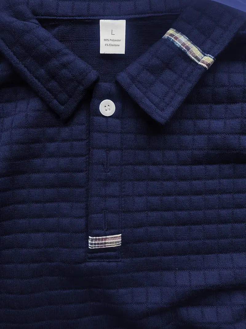 Men’s Slim Fit Textured Polo with Zipper Sleeve Pocket