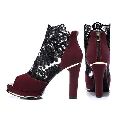 Seraphine Elegant Lace Peep-Toe Heels