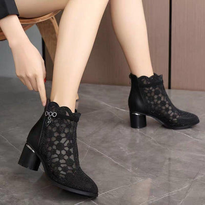 Valeria Elegant Cut-Out Lace Heel Boots