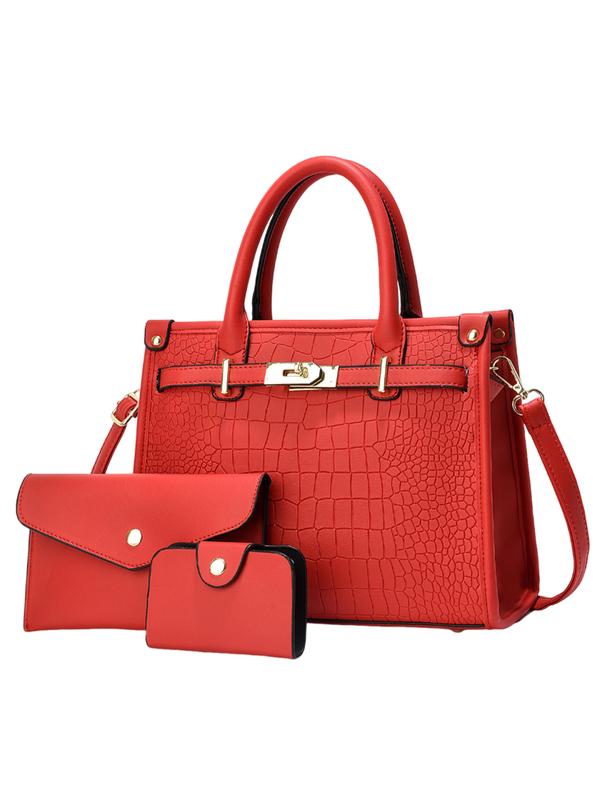 Nadine – Crocodile Embossed Large Capacity Crossbody Handbag Set