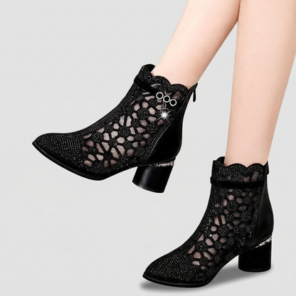 Valeria Elegant Cut-Out Lace Heel Boots