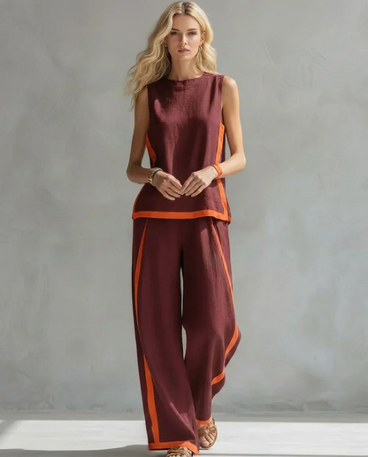 Ursula - Elegant and Casual Set of Vest and Pants with Two-Tone Finishes