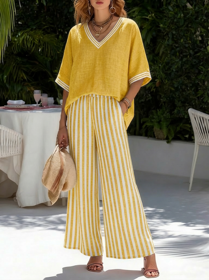 Striped Linen-Cotton Two-Piece Set