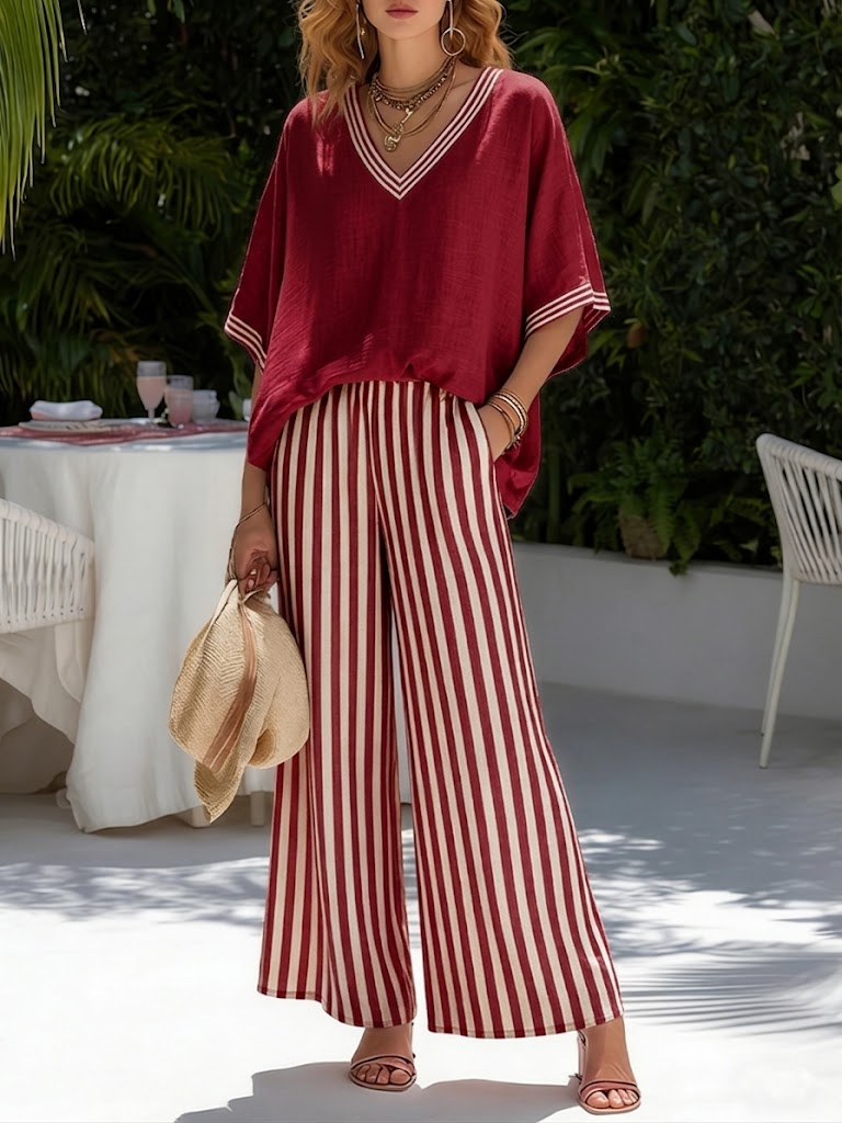 Striped Linen-Cotton Two-Piece Set