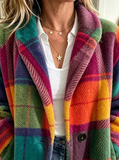 Joanne | Cozy Multi-Color Plaid Coat